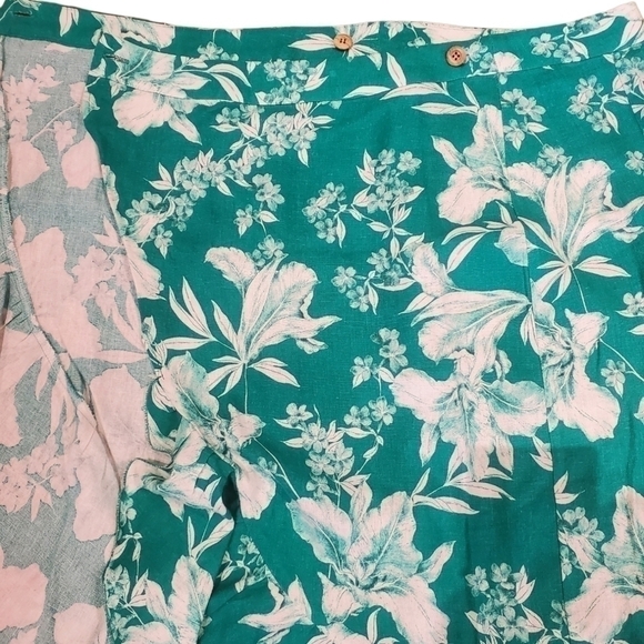 ZARA Linen Blend Beachy Tropical Floral Print Wrap Midi Skirt Sz XS - Picture 6 of 7
